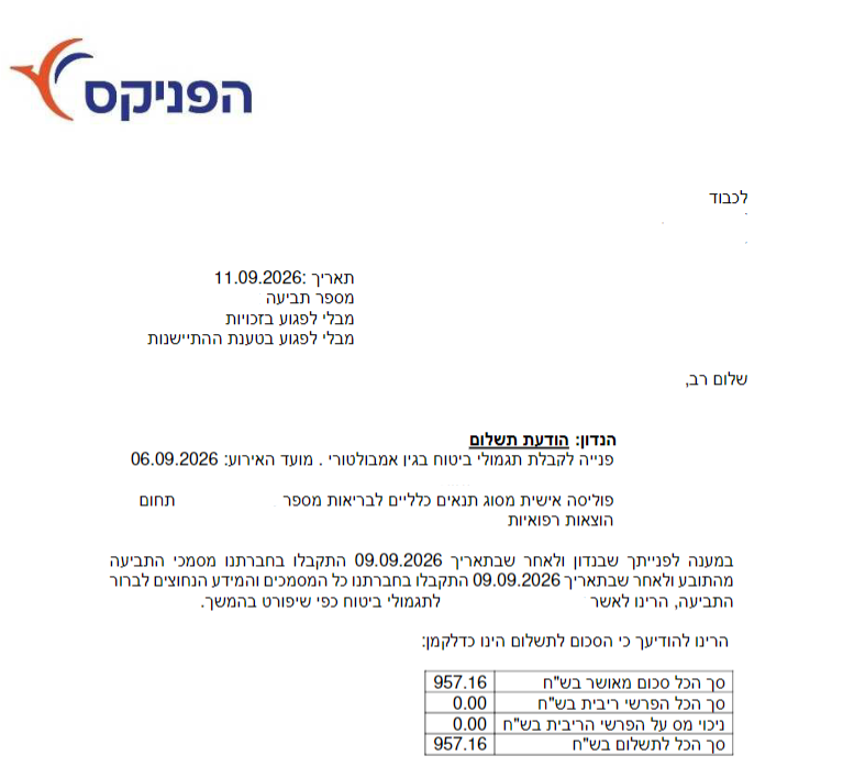 החזר יעוץ רופא מומחה